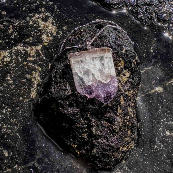 Amethyst Pendant Necklace – Intuitive Adornment for Peace, Protection & Crown Chakra Energy - Nymph Ki