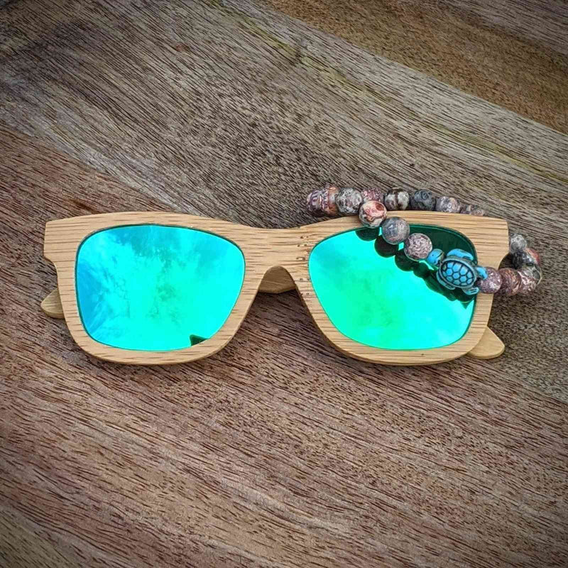 Bamboo Sunglasses & Turtle Bracelet Gift Set – Polarized Eco Style - Nymph Ki