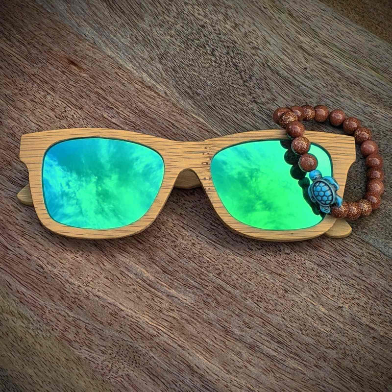 Bamboo Sunglasses & Turtle Bracelet Gift Set – Polarized Eco Style - Nymph Ki