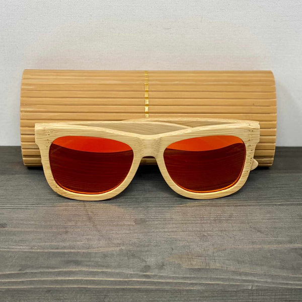 Blood Orange Lens Polarized Bamboo Sunglasses – Bold Color Meets Earthy Cool - Nymph Ki