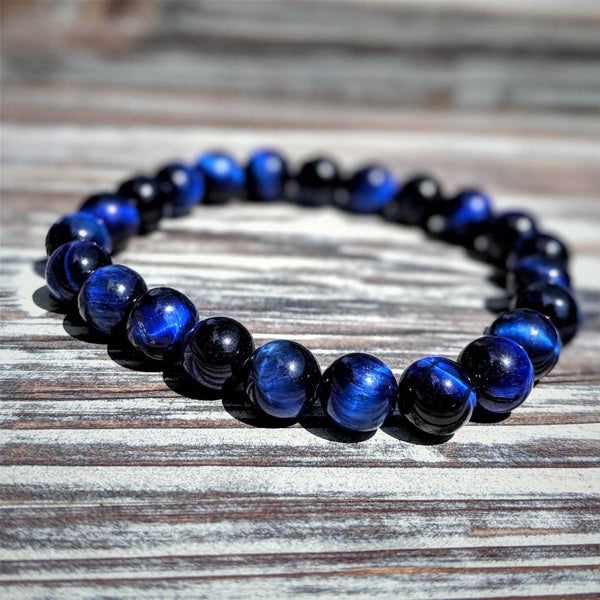 Blue Tiger’s Eye Bracelet – Clarity & Calm in Deep Sapphire Shine - Nymph Ki