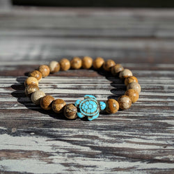 Brown Jasper Turtle Bracelet – Grounding Energy on Stretch Cord - Nymph Ki