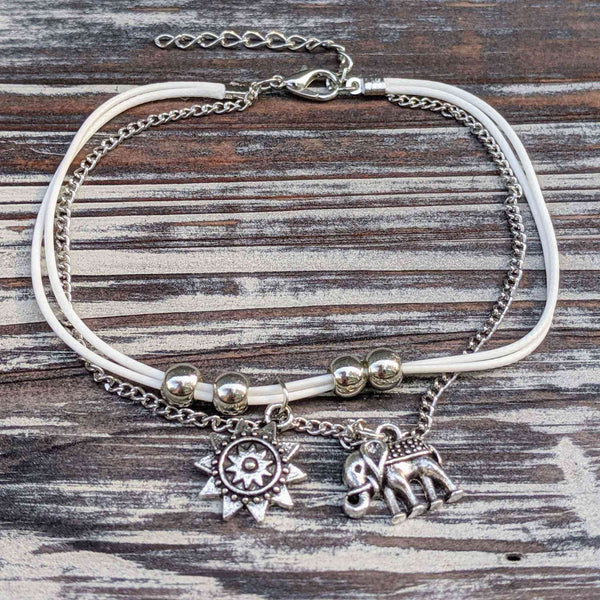 Elephant Anklet – Adjustable Silver Tone Charm for Strength & Luck - Nymph Ki