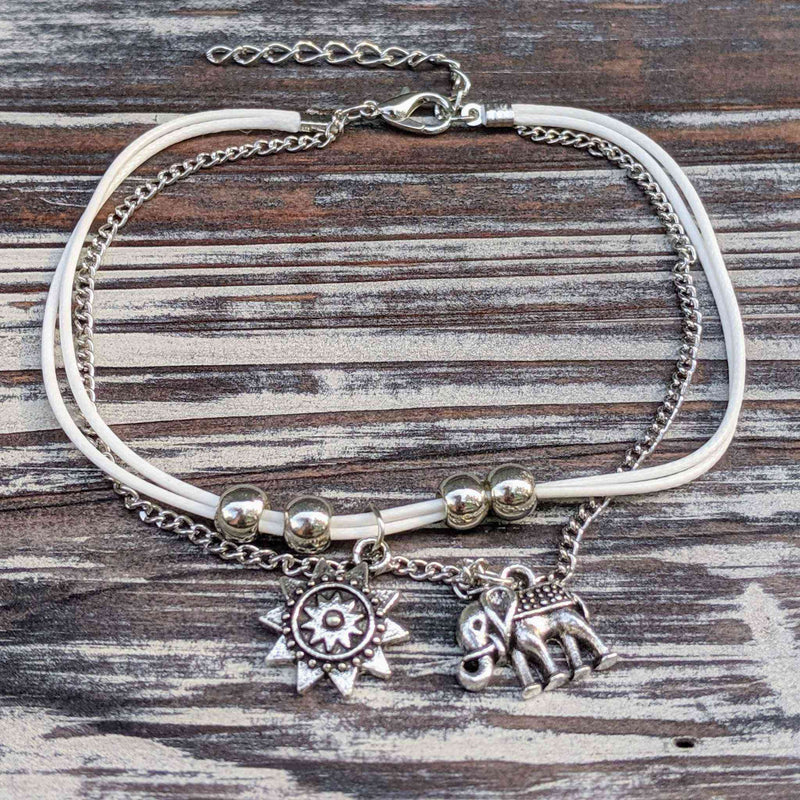 Elephant Anklet – Adjustable Silver Tone Charm for Strength & Luck - Nymph Ki