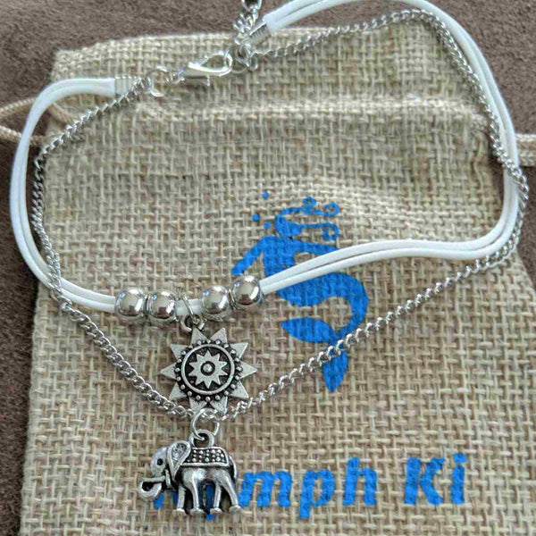 Elephant Anklet – Adjustable Silver Tone Charm for Strength & Luck - Nymph Ki