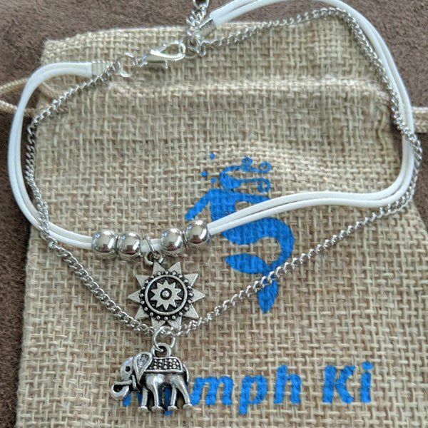 Elephant Anklet – Adjustable Silver Tone Charm for Strength & Luck - Nymph Ki