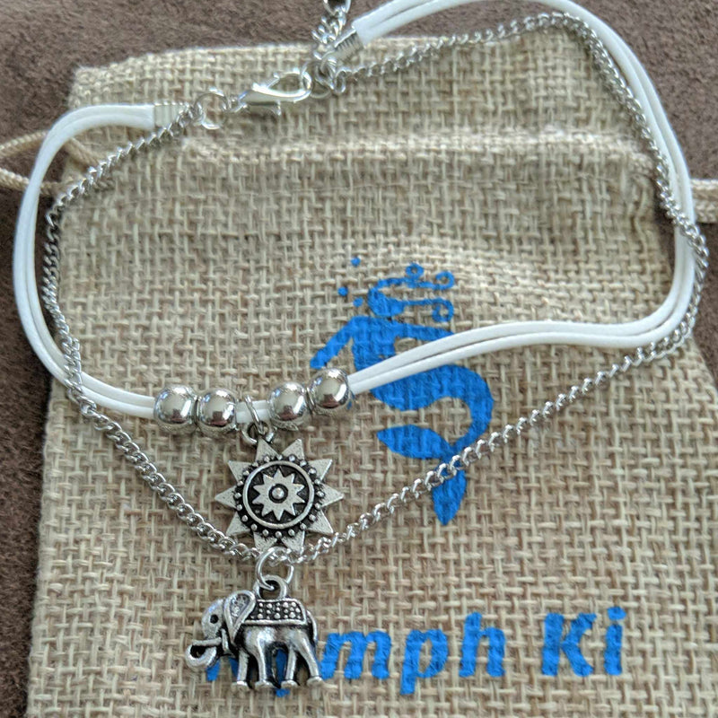 Elephant Anklet – Adjustable Silver Tone Charm for Strength & Luck - Nymph Ki