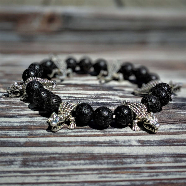 Gator and Lava Rock Bracelet – Fierce Spirit & Grounded Strength - Nymph Ki