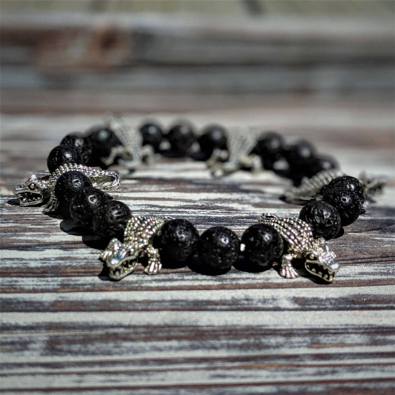 Gator and Lava Rock Bracelet – Fierce Spirit & Grounded Strength - Nymph Ki