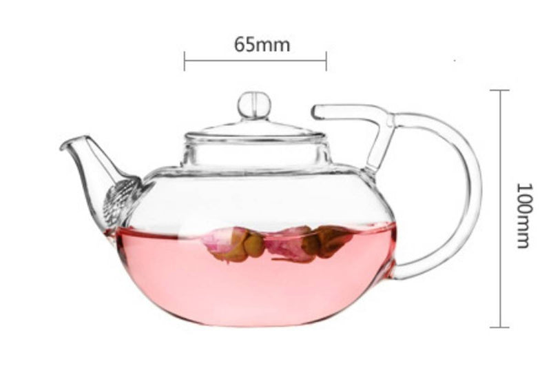 Glass Tea Pot – 400ml Clear Infuser with Nymph Ki Logo - Nymph Ki