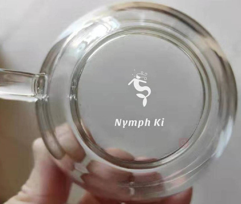 Glass Tea Pot – 400ml Clear Infuser with Nymph Ki Logo - Nymph Ki