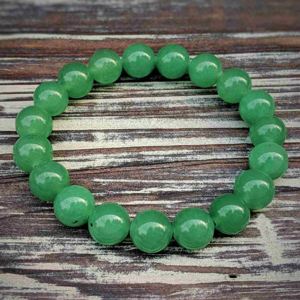 Green Aventurine Bracelet – 10mm Polished Stone for Heart - Centered Clarity - Nymph Ki