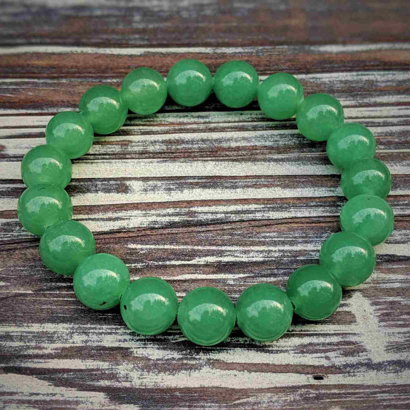 Green Aventurine Bracelet – 10mm Polished Stone for Heart - Centered Clarity - Nymph Ki