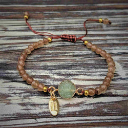 Green Crystal Petite Bracelet – Adjustable Silk Cord for Subtle Elegance - Nymph Ki
