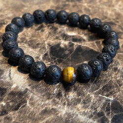 Grounded Strength – Lava Rock & Tiger’s Eye Stretch Bracelet - Nymph Ki