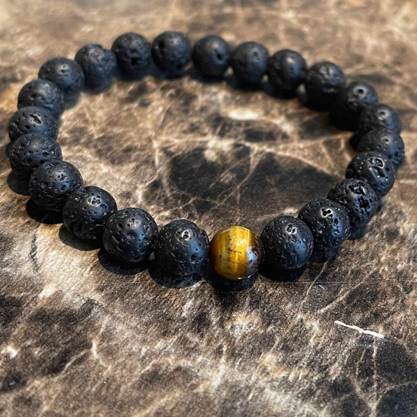 Grounded Strength – Lava Rock & Tiger’s Eye Stretch Bracelet - Nymph Ki