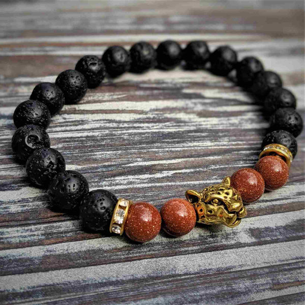 Jaguar Power Bracelet – Lava Rock & Gold Sandstone | Nymph Ki for Rainforest Alliance - Nymph Ki