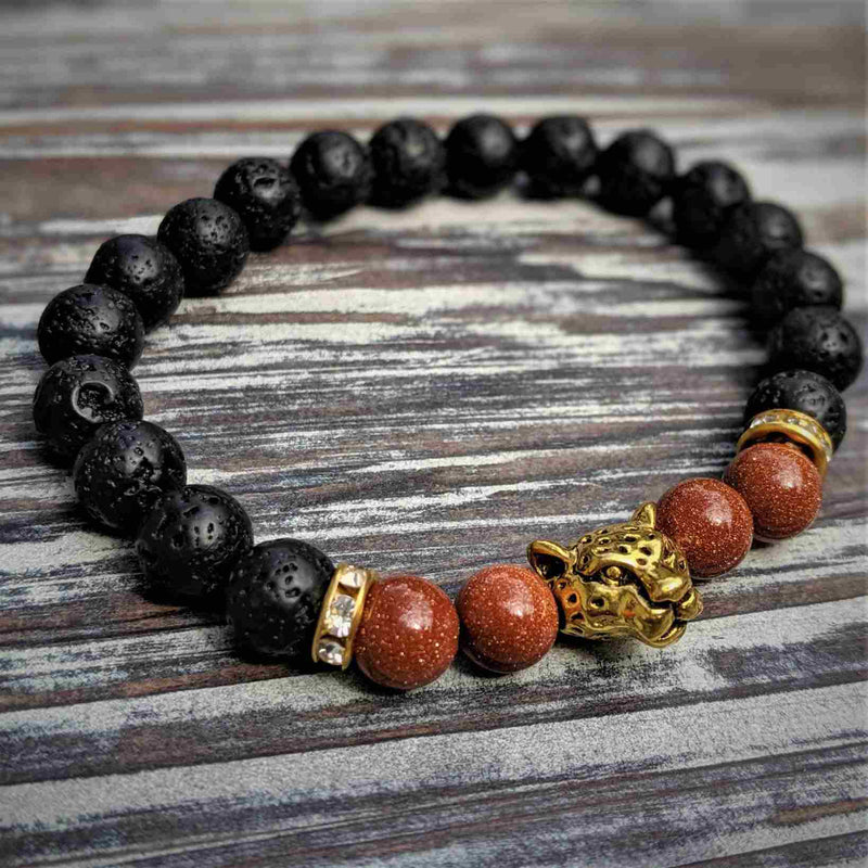Jaguar Power Bracelet – Lava Rock & Gold Sandstone | Nymph Ki for Rainforest Alliance - Nymph Ki
