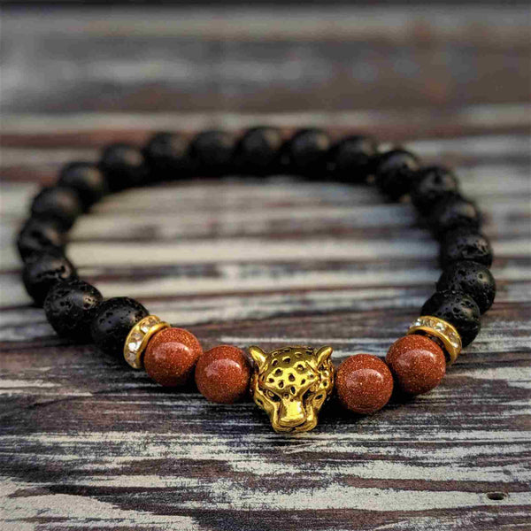 Jaguar Power Bracelet – Lava Rock & Gold Sandstone | Nymph Ki for Rainforest Alliance - Nymph Ki