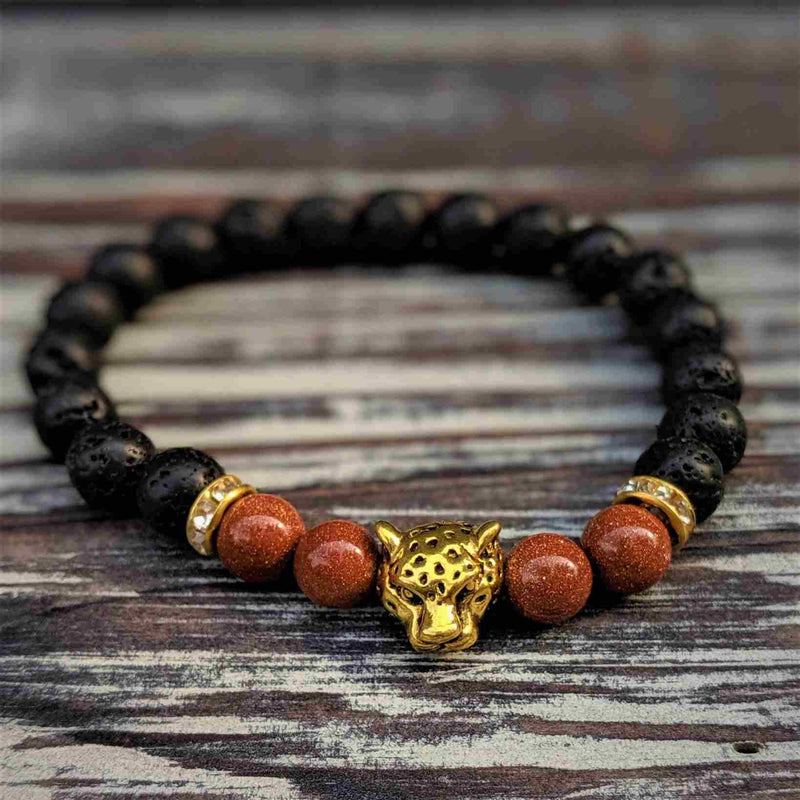 Jaguar Power Bracelet – Lava Rock & Gold Sandstone | Nymph Ki for Rainforest Alliance - Nymph Ki