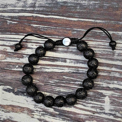 Lava Rock Aromatherapy Bracelet – Nymph Ki Logo Charm | Grounding + Premium Adjustable Fit - Nymph Ki