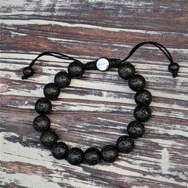 Lava Rock Aromatherapy Bracelet – Nymph Ki Logo Charm | Grounding + Premium Adjustable Fit - Nymph Ki