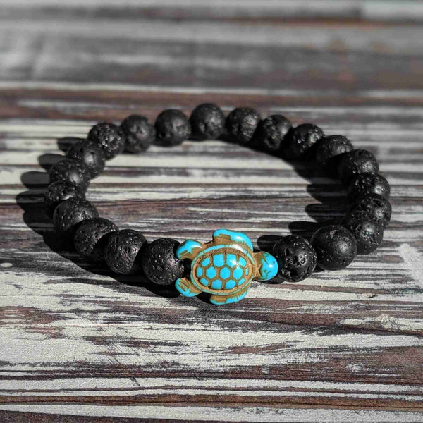 Lava Rock Turtle Bracelet – Grounding Aromatherapy Style - Nymph Ki