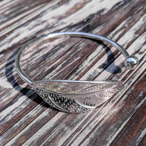 Leaf Cuff Bracelet – Adjustable Silver Tone Jewelry - Nymph Ki