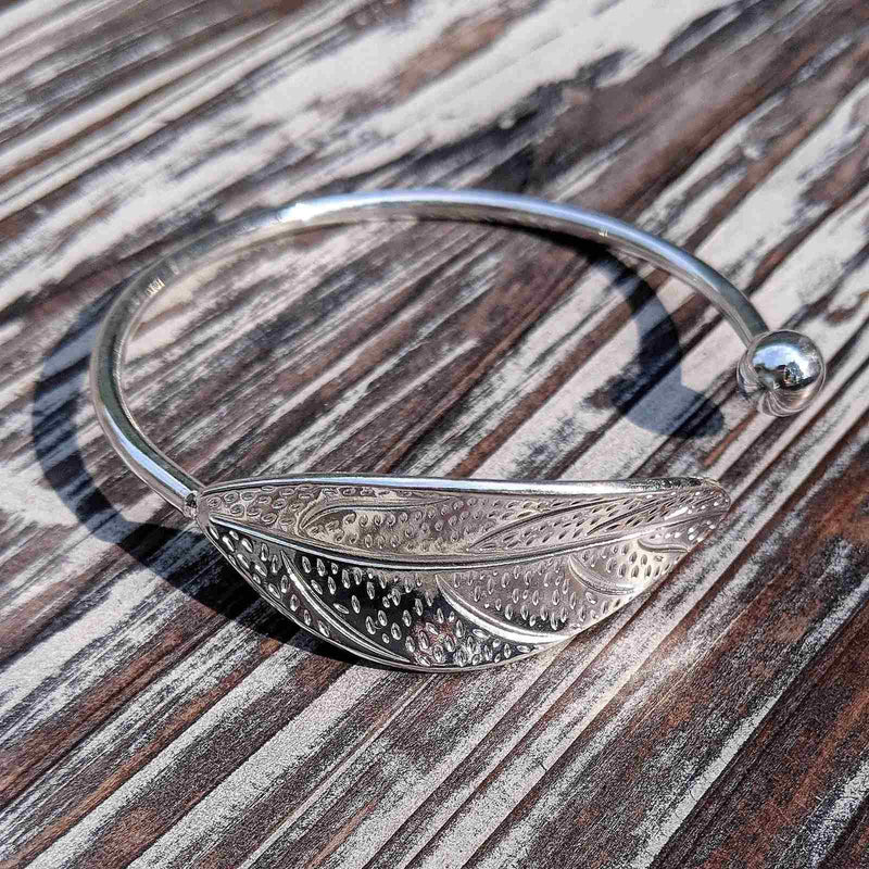 Leaf Cuff Bracelet – Adjustable Silver Tone Jewelry - Nymph Ki