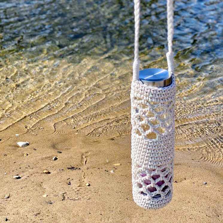 Macrame Bottle Holder – Boho Crossbody Carrier for Crystal Ki Water Bottles - Nymph Ki