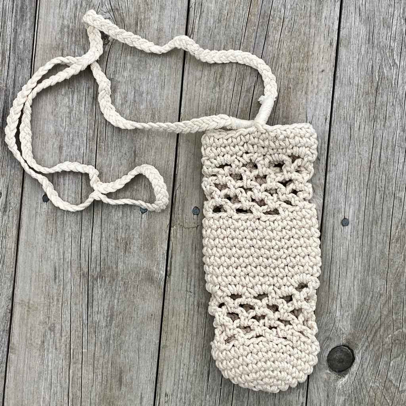 Macrame Bottle Holder – Boho Crossbody Carrier for Crystal Ki Water Bottles - Nymph Ki