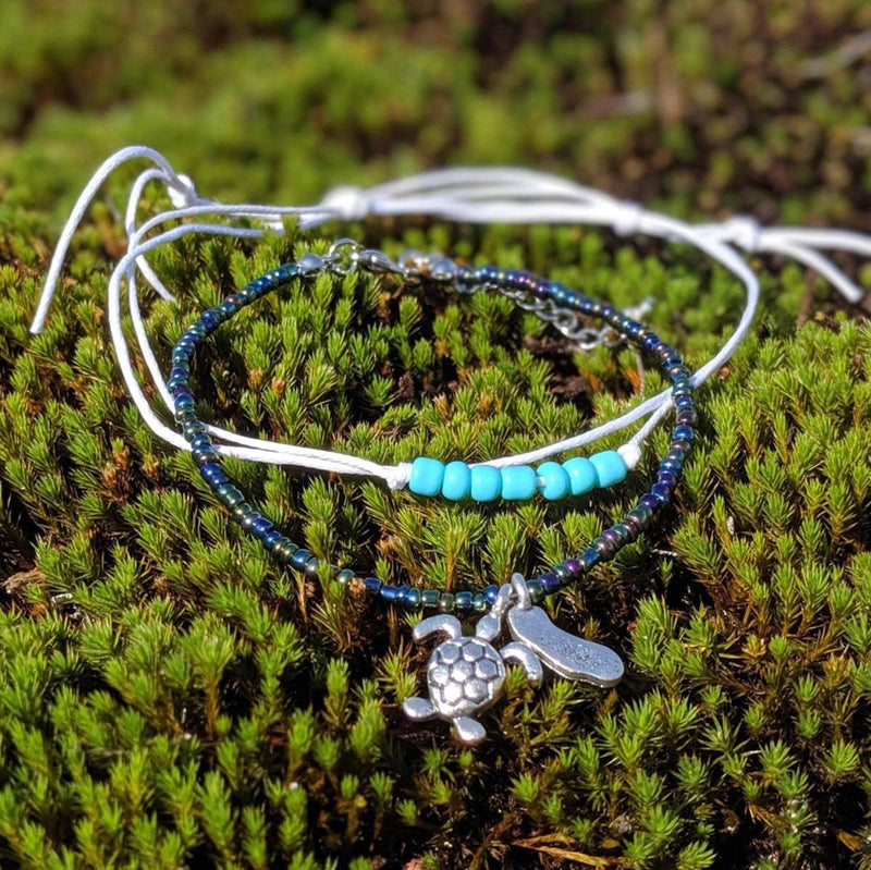 Off the Coast Turtle Bracelet Duo – Adjustable Ocean - Inspired Set - Nymph Ki