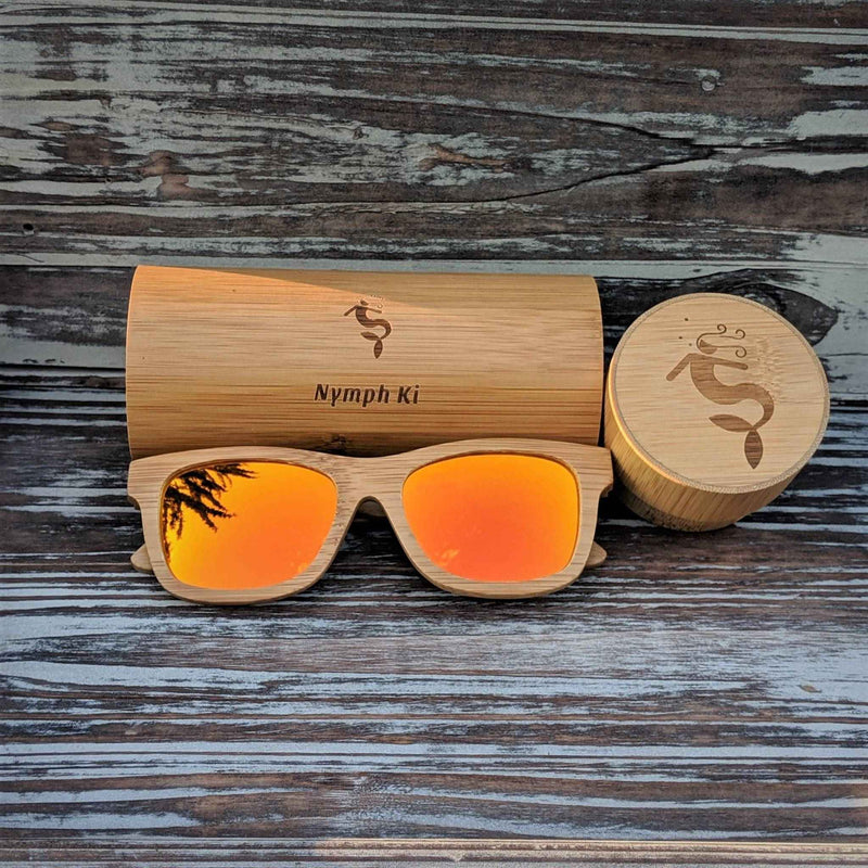 Orange Mirror Lens Polarized Bamboo Sunglasses – Bold Protection for Sun & Style - Nymph Ki