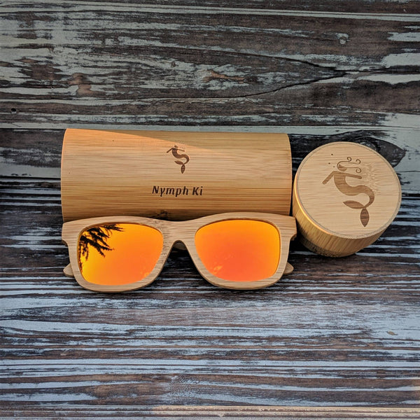 Orange Mirror Lens Polarized Bamboo Sunglasses – Bold Protection for Sun & Style - Nymph Ki