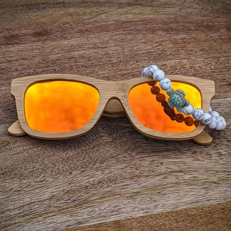Polarized Bamboo Sunglasses and Turtle Bracelet Gift Set - Nymph Ki