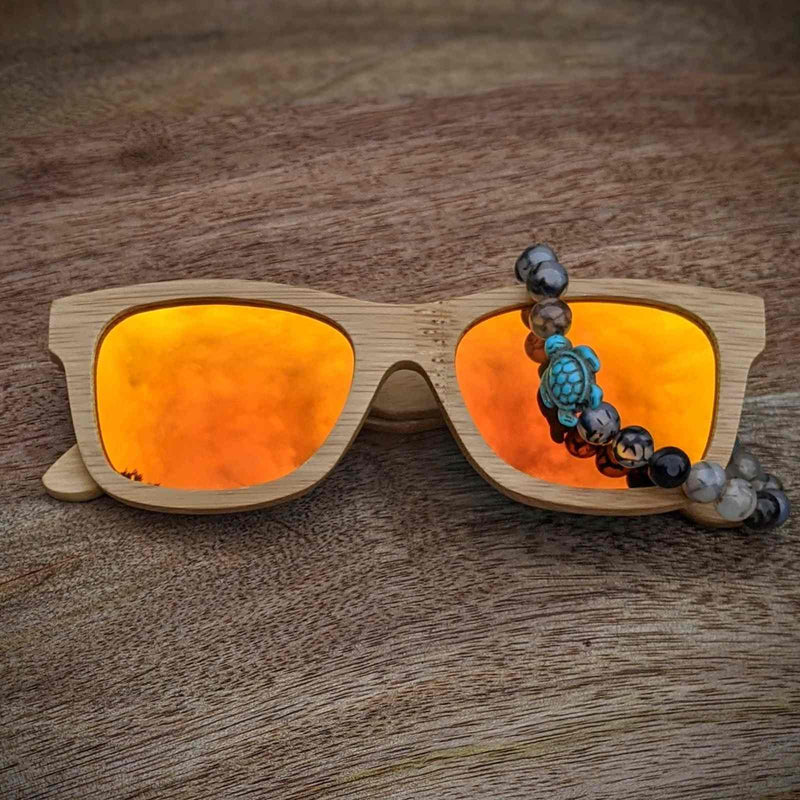 Polarized Bamboo Sunglasses and Turtle Bracelet Gift Set - Nymph Ki