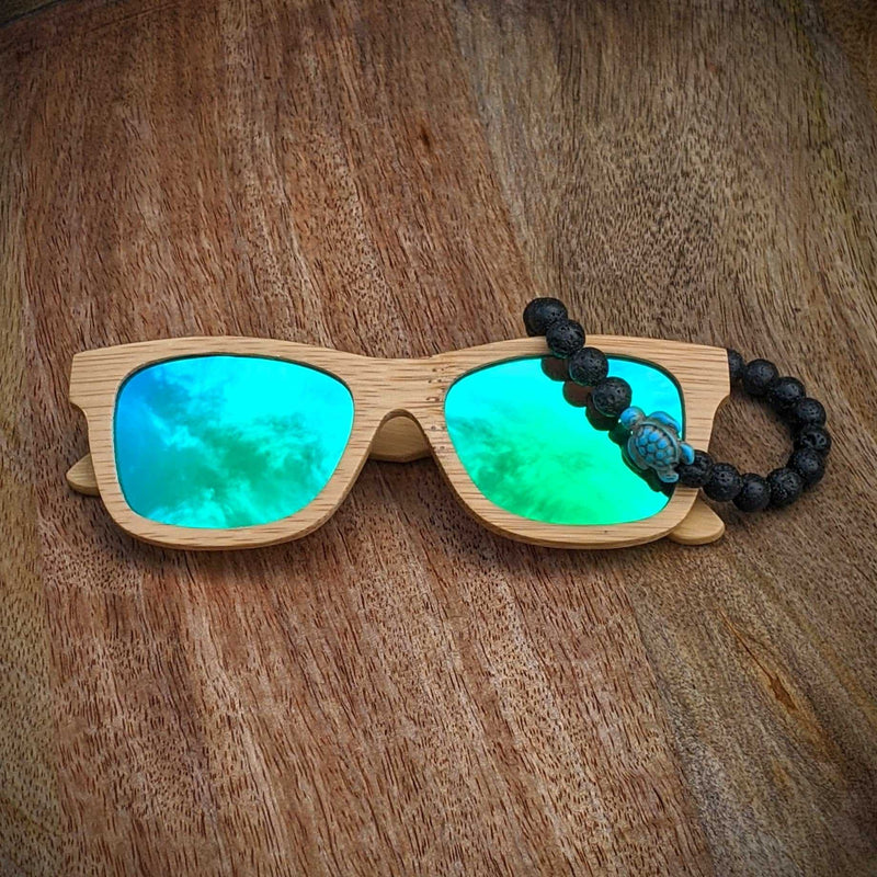 Polarized Bamboo Sunglasses and Turtle Bracelet Gift Set - Nymph Ki