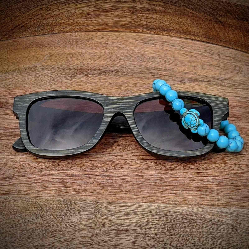 Polarized Bamboo Sunglasses and Turtle Bracelet Gift Set - Nymph Ki