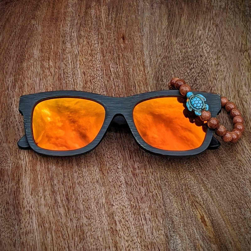 Polarized Bamboo Sunglasses and Turtle Bracelet Gift Set - Nymph Ki