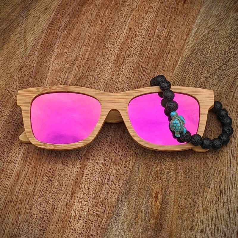 Polarized Bamboo Sunglasses and Turtle Bracelet Gift Set - Nymph Ki