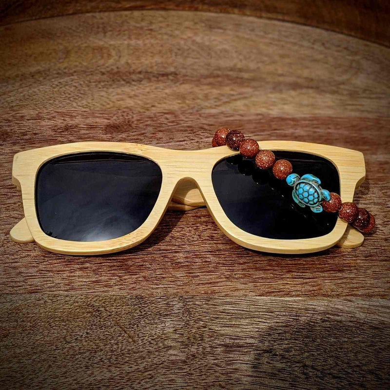 Polarized Bamboo Sunglasses and Turtle Bracelet Gift Set - Nymph Ki