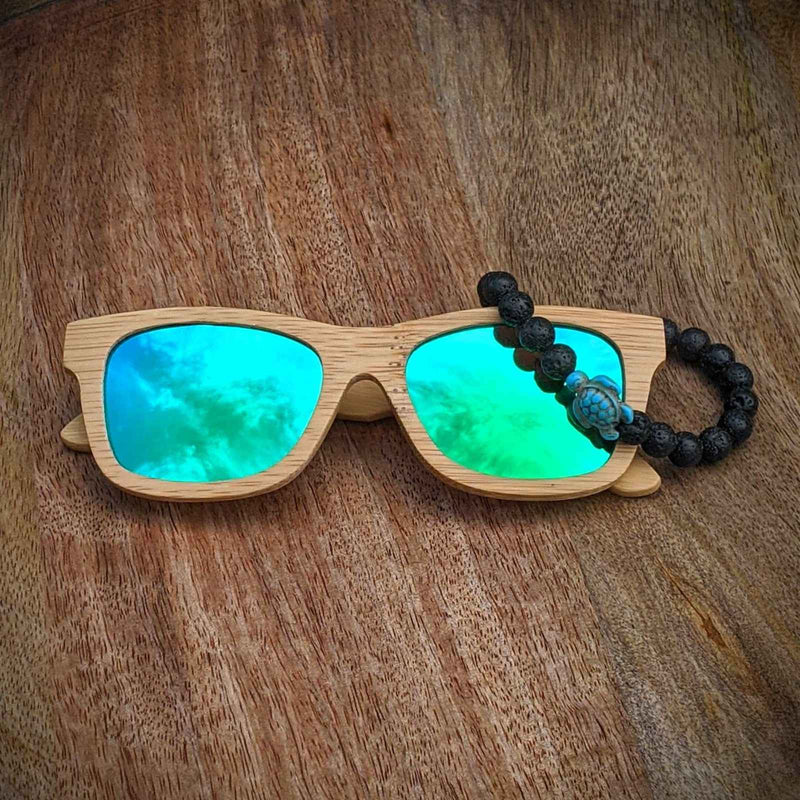 Polarized Bamboo Sunglasses and Turtle Bracelet Gift Set - Nymph Ki