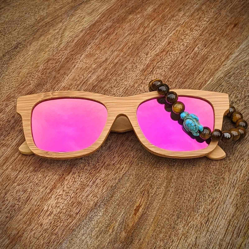 Polarized Bamboo Sunglasses and Turtle Bracelet Gift Set - Nymph Ki