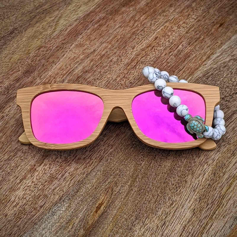 Polarized Bamboo Sunglasses and Turtle Bracelet Gift Set - Nymph Ki