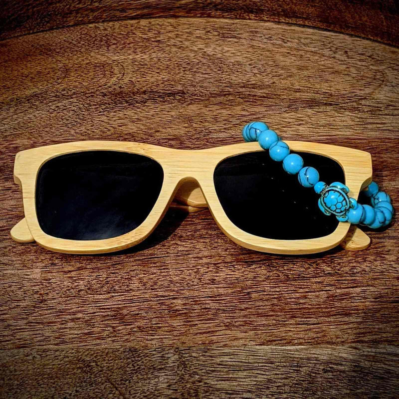 Polarized Bamboo Sunglasses and Turtle Bracelet Gift Set - Nymph Ki