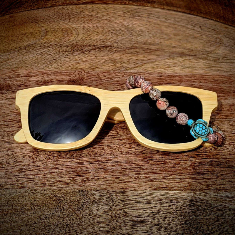 Polarized Bamboo Sunglasses and Turtle Bracelet Gift Set - Nymph Ki
