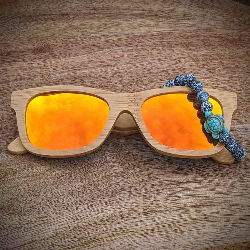 Polarized Bamboo Sunglasses and Turtle Bracelet Gift Set - Nymph Ki