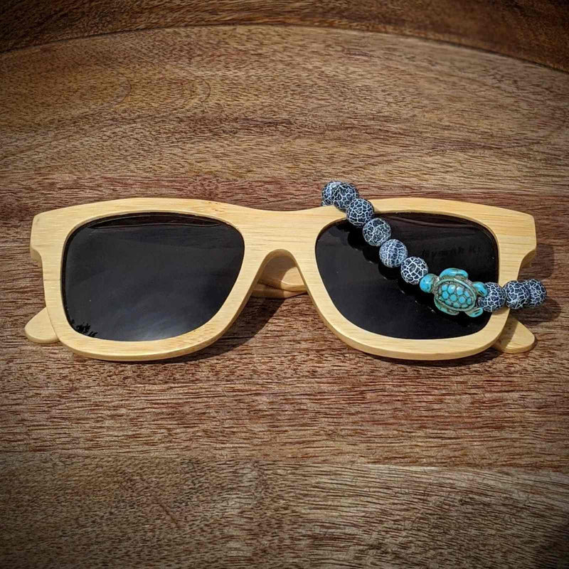 Polarized Bamboo Sunglasses and Turtle Bracelet Gift Set - Nymph Ki