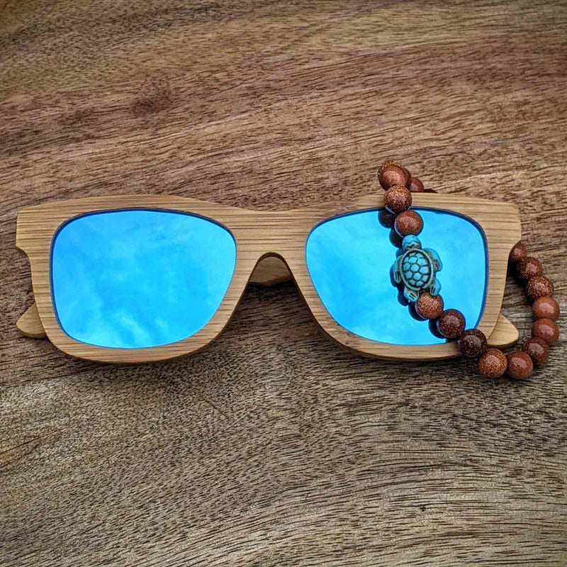 Polarized Bamboo Sunglasses and Turtle Bracelet Gift Set - Nymph Ki