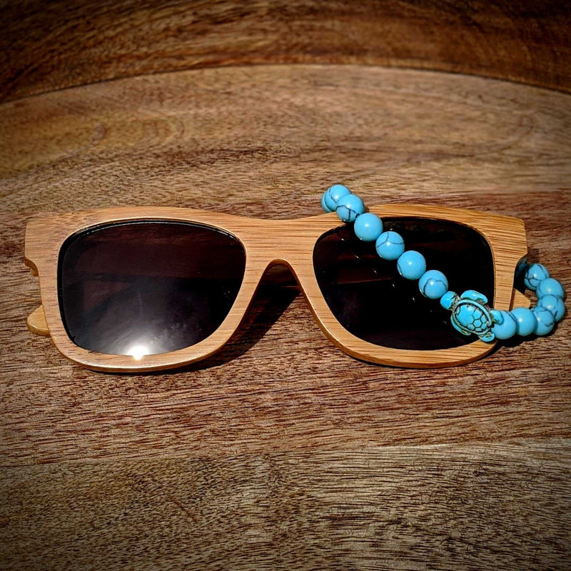 Polarized Bamboo Sunglasses and Turtle Bracelet Gift Set - Nymph Ki